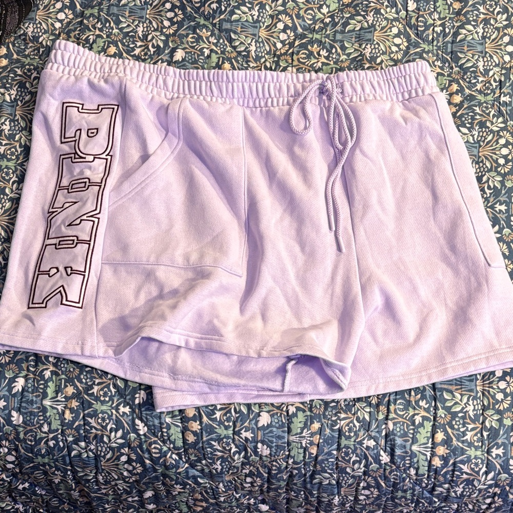 PINK Victoria's Secret Light Purple Shorts with PINK logo. (NEW w/o tags.)